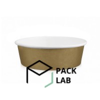 Paper salad bowl kraft-white 500 ml round with plastic lid Paper salad bowl kraft-white 500 ml round with plastic lid